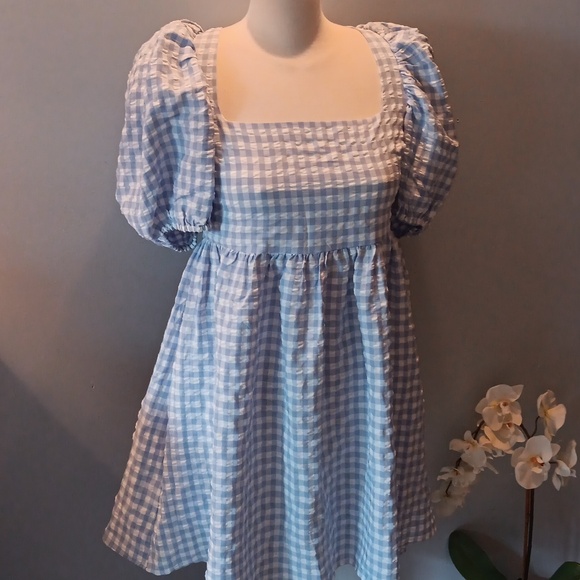 Jacquie the label blue white gingham check dress - Picture 2 of 6